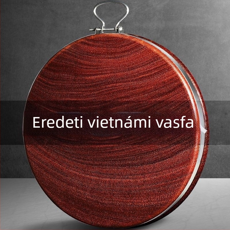 Valódi vasfából készült vágódeszka – masszív fa, antibakteriális, kör alakú, vastag kivitel a konyhának
