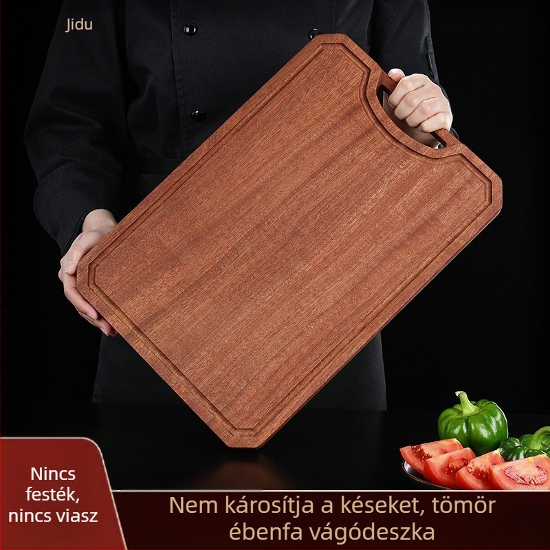ebenfa tömörfa vágódeszka, nagy méretű, antibakteriális és penészálló, kétoldalas konyhai használatra