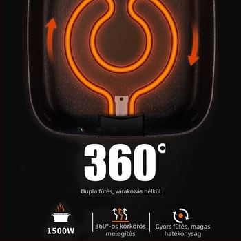 Royalstar Elektromos forróedény RDG-150L, kapacitás 4.1–6 L, 1500 W, Maifan kő belső bevonat, forgatható gombos vezérlés, mindent egyben edény