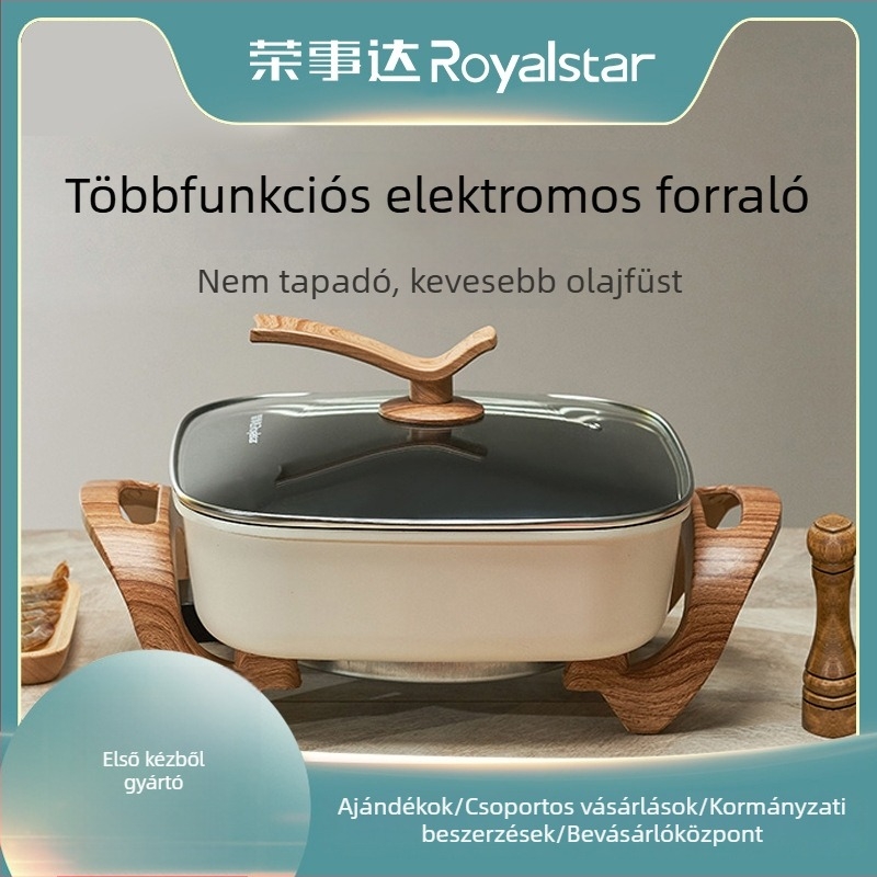 Royalstar Elektromos forróedény RDG-150L, kapacitás 4.1–6 L, 1500 W, Maifan kő belső bevonat, forgatható gombos vezérlés, mindent egyben edény