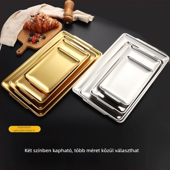 Hosszúkás téglalap alakú 304 rozsdamentes acél tálca koreai barbecue-hez, desszert és sushi tálalásához