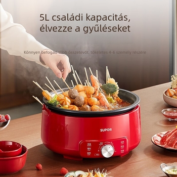 Supor Elektromos főzőedény 5L, tapadásmentes levehető belső edény, szétválasztható és mosható, többfunkciós, 1500W+, műanyag ház, forgókapcsolóval, 220V, száraz égés elleni védelem