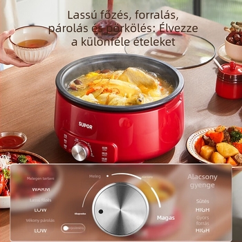 Supor Elektromos főzőedény 5L, tapadásmentes levehető belső edény, szétválasztható és mosható, többfunkciós, 1500W+, műanyag ház, forgókapcsolóval, 220V, száraz égés elleni védelem