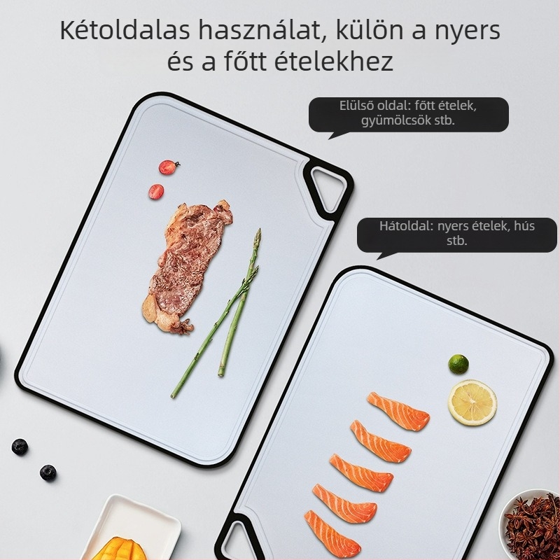 Konyhai műanyag vágódeszka búzaszalmából, kétoldalas, antibakteriális, penészálló és csúszásmentes