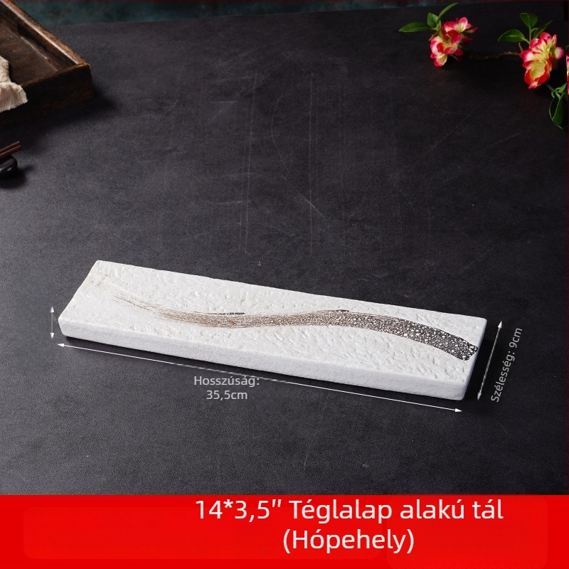 Sushi tál (japán stílus, porcelán, négyzet alakú, mikrohullámú sütő kompatibilis, mázas felület)