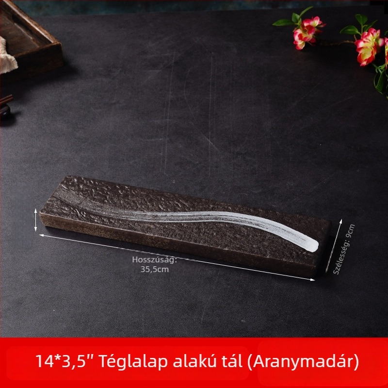 Sushi tál (japán stílus, porcelán, négyzet alakú, mikrohullámú sütő kompatibilis, mázas felület)