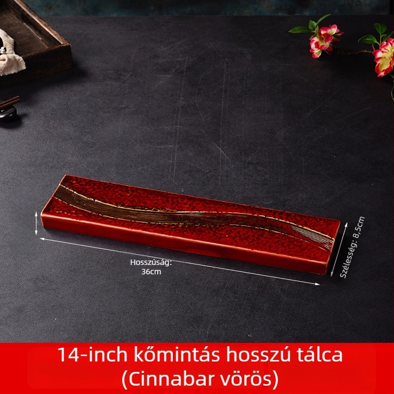 Sushi tál (japán stílus, porcelán, négyzet alakú, mikrohullámú sütő kompatibilis, mázas felület)