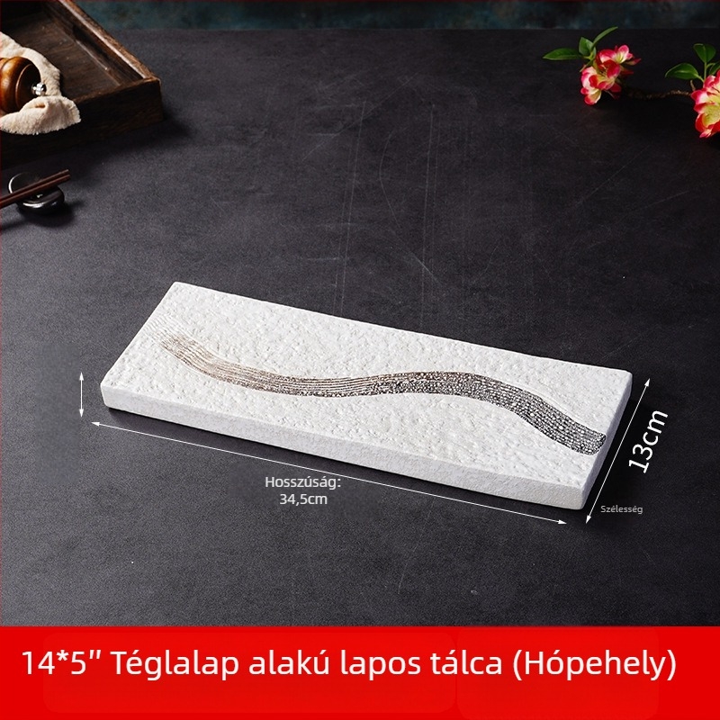 Sushi tál (japán stílus, porcelán, négyzet alakú, mikrohullámú sütő kompatibilis, mázas felület)