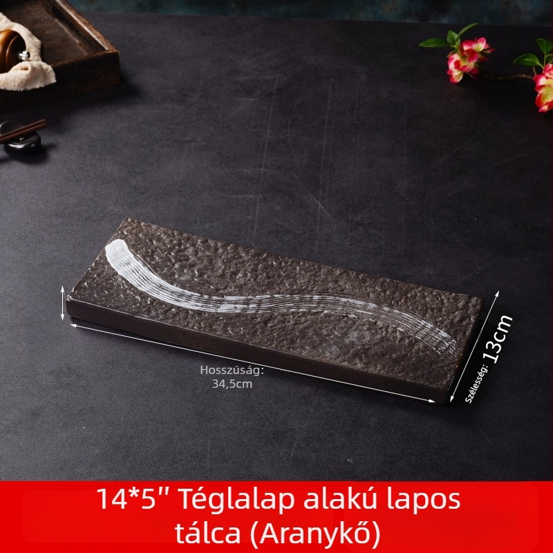 Sushi tál (japán stílus, porcelán, négyzet alakú, mikrohullámú sütő kompatibilis, mázas felület)