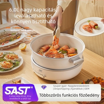 SAST Le-eltávolítható elektromos többfunkciós fazék Maifan kő belső edénnyel, 6 L kapacitás, 1200–1500 W, funkciók: sütés, főzés, párolás, braising, forró fazék