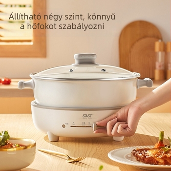 SAST Le-eltávolítható elektromos többfunkciós fazék Maifan kő belső edénnyel, 6 L kapacitás, 1200–1500 W, funkciók: sütés, főzés, párolás, braising, forró fazék