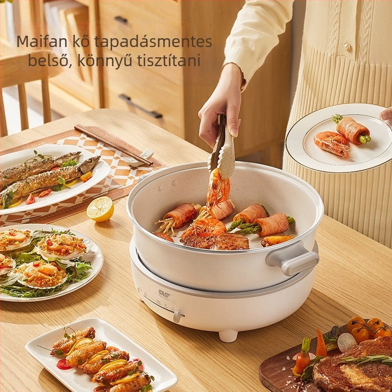 SAST Le-eltávolítható elektromos többfunkciós fazék Maifan kő belső edénnyel, 6 L kapacitás, 1200–1500 W, funkciók: sütés, főzés, párolás, braising, forró fazék