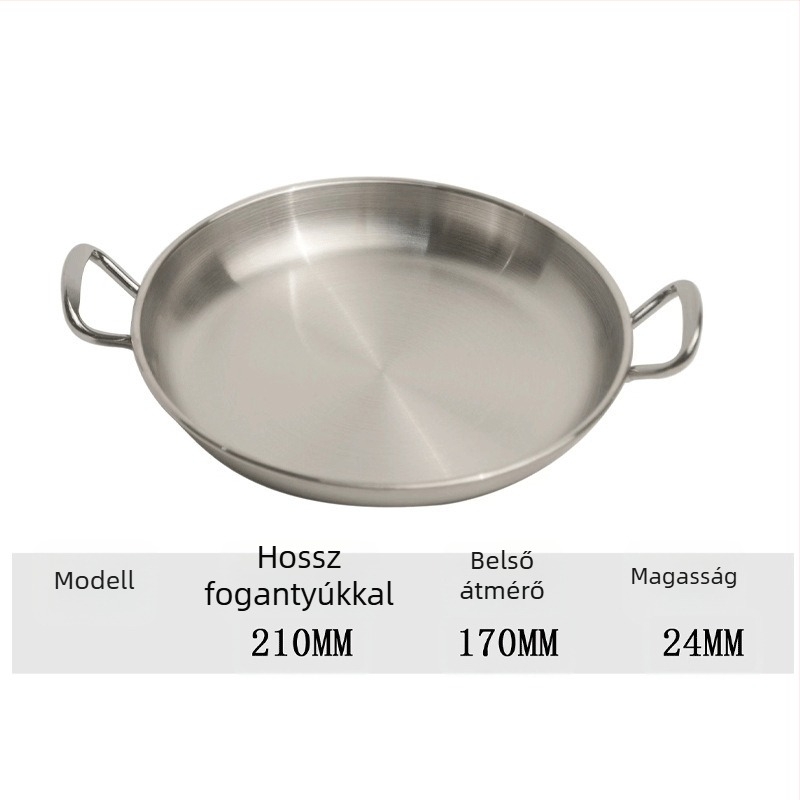 Rozsdamentes acél dupla fülű grill tál, koreai stílusú, vastagított, modern kialakítású grillezéshez és falatozáshoz
