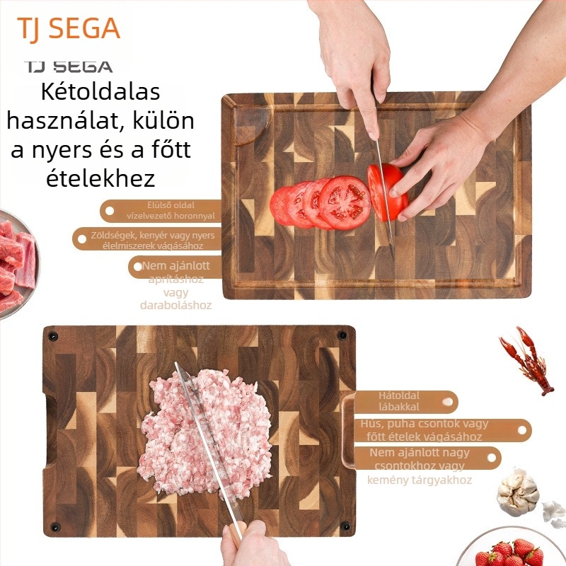 Tianjiao Family Vintage akácfa vágódeszka, téglalap alakú, kétoldalas