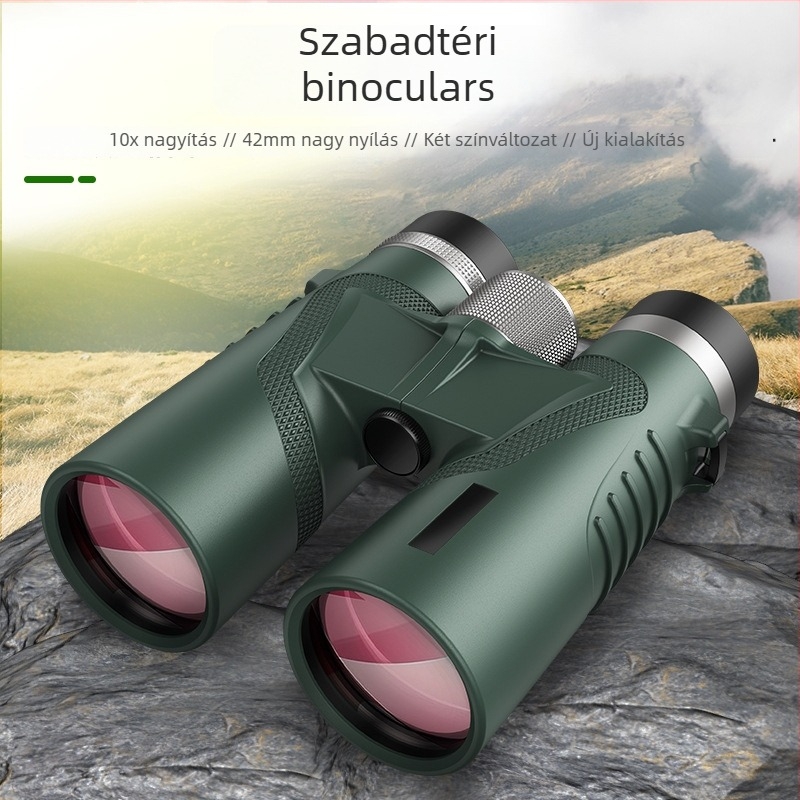Binokuláris 10x42 éjszakai látással, magas felbontású optika kültéri tevékenységekhez és utazási fotózáshoz