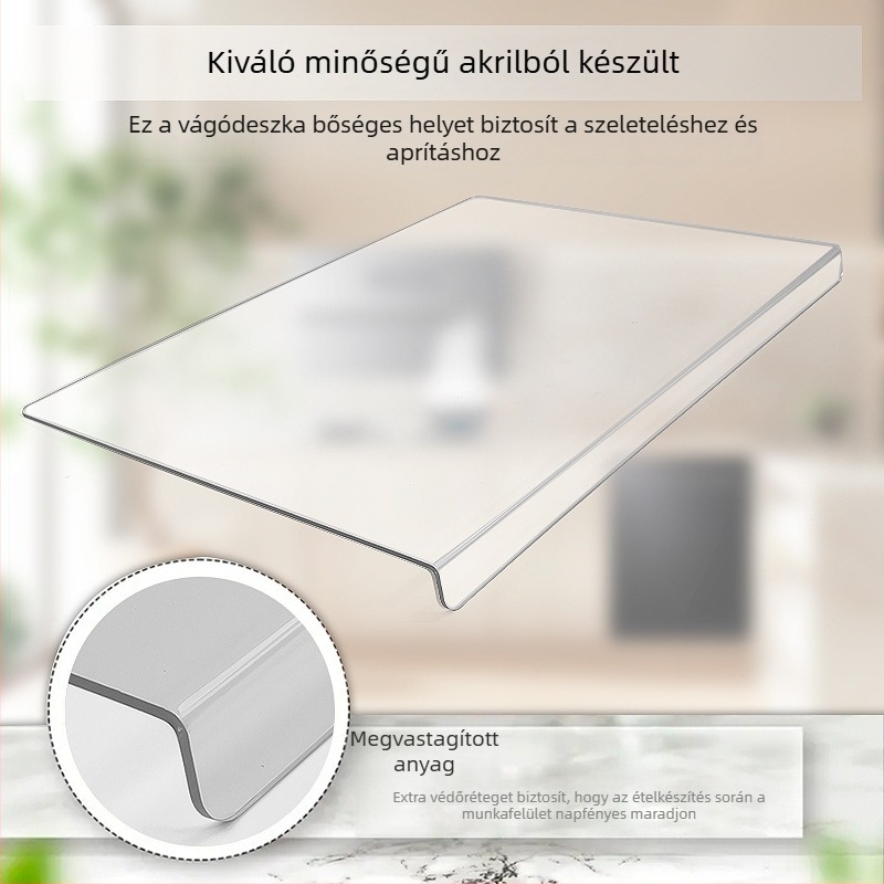 Áttetsző akril vágódeszka a konyhának, kétoldalas csúszásmentes, korrózióálló, gyümölcsök és zöldségek számára