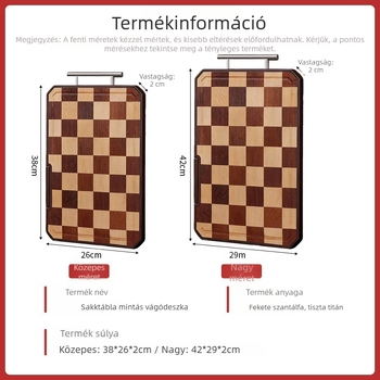 Sakkmintás tiszta titánium vágódeszka, antibakteriális és gombaellenes, dupla oldalú, konyhai multifunkcionális.