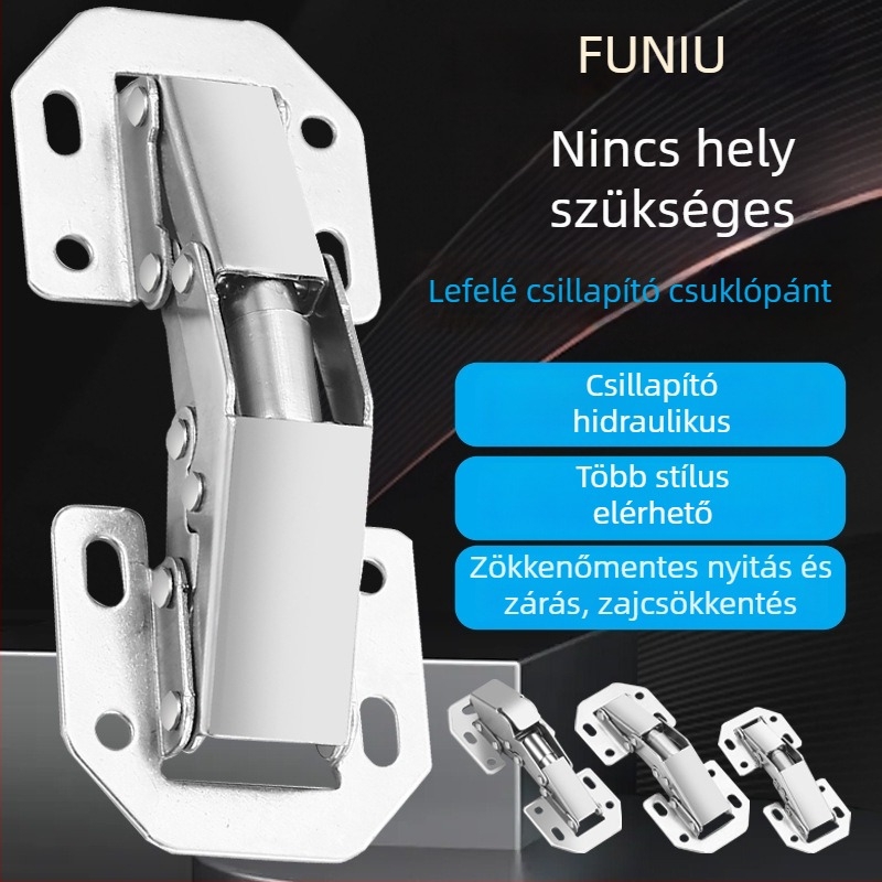 Bridge frog hinge, hidraulikus csendes működés, nyitott szerelés, hidegen hengerelt acél, elektroplattált bevonat
