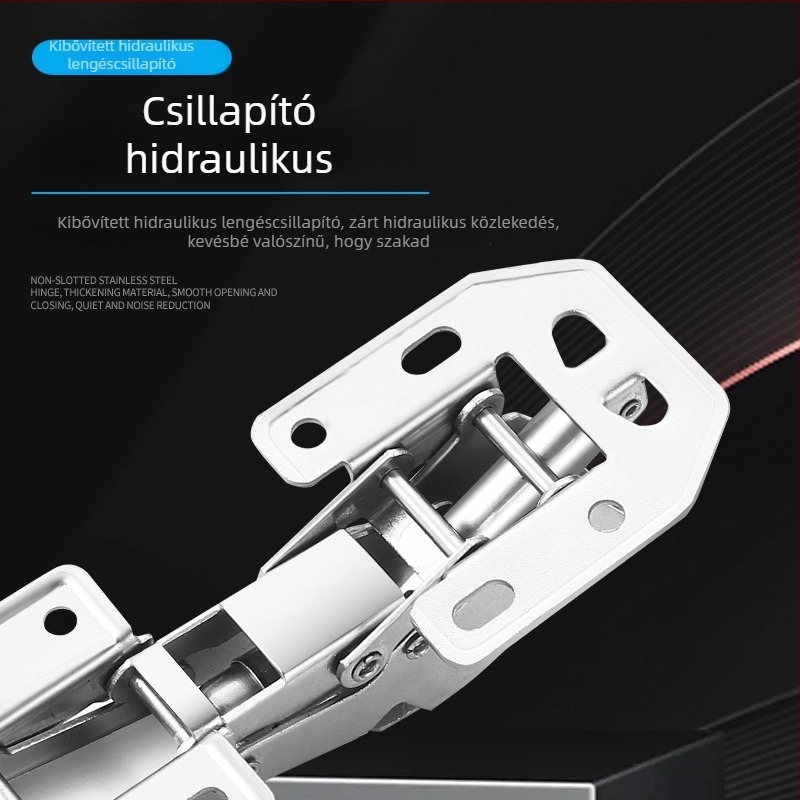 Bridge frog hinge, hidraulikus csendes működés, nyitott szerelés, hidegen hengerelt acél, elektroplattált bevonat
