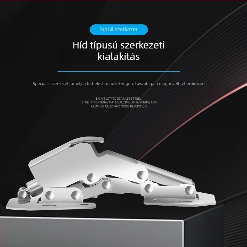 Bridge frog hinge, hidraulikus csendes működés, nyitott szerelés, hidegen hengerelt acél, elektroplattált bevonat