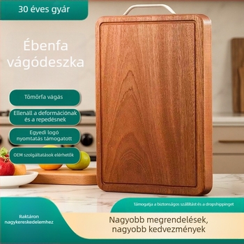 Új ébenfa vágódeszka, tömörfa, kétoldalas, konyhai használatra.