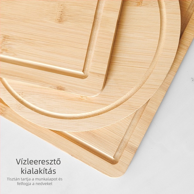 Bambusz vágódeszka – kör és négyzet alakú, gyümölcsök és zöldségek vágására, elegáns tálca