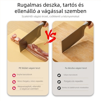PE antibakteriális konyhai vágódeszka, vastított, penészálló, kétoldalas, nyers és főtt ételek elkülönítésére, rugalmas felület