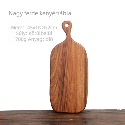 Diófából készült vágódeszka, kétoldalas, szabálytalan formájú, gyümölcsökhöz, kenyérhez, pizzához és steakhez