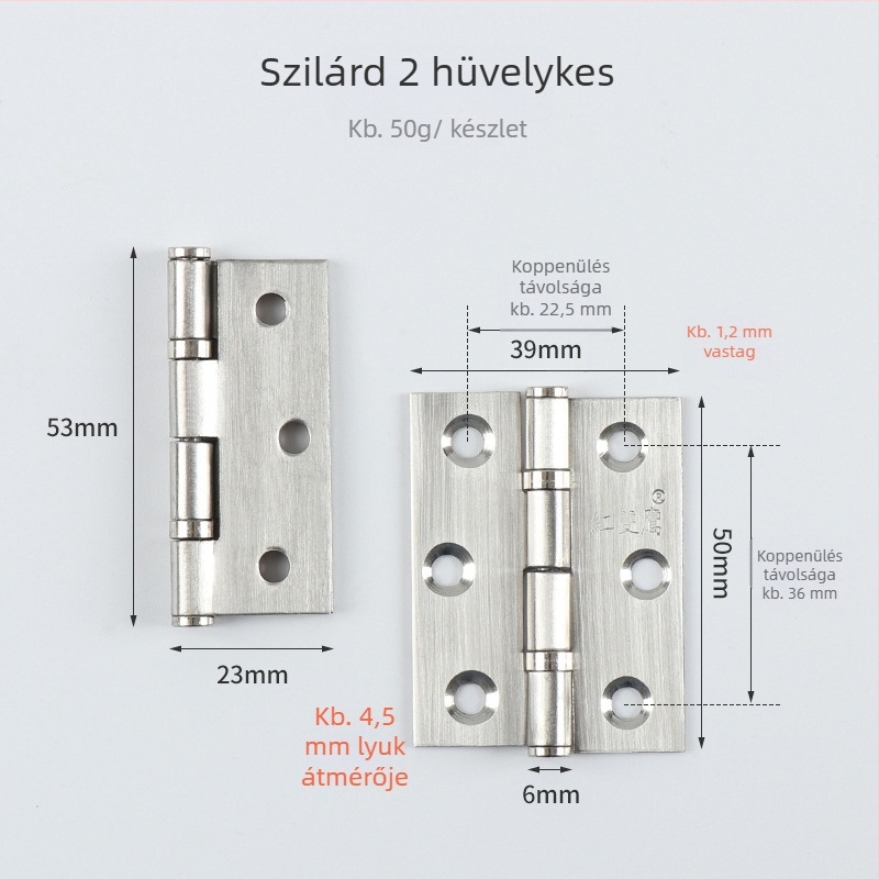 Rozsdamentes acél csuklópánt csapágyas, szekrényajtókhoz – Brushed finish, modern egyszerű stílus