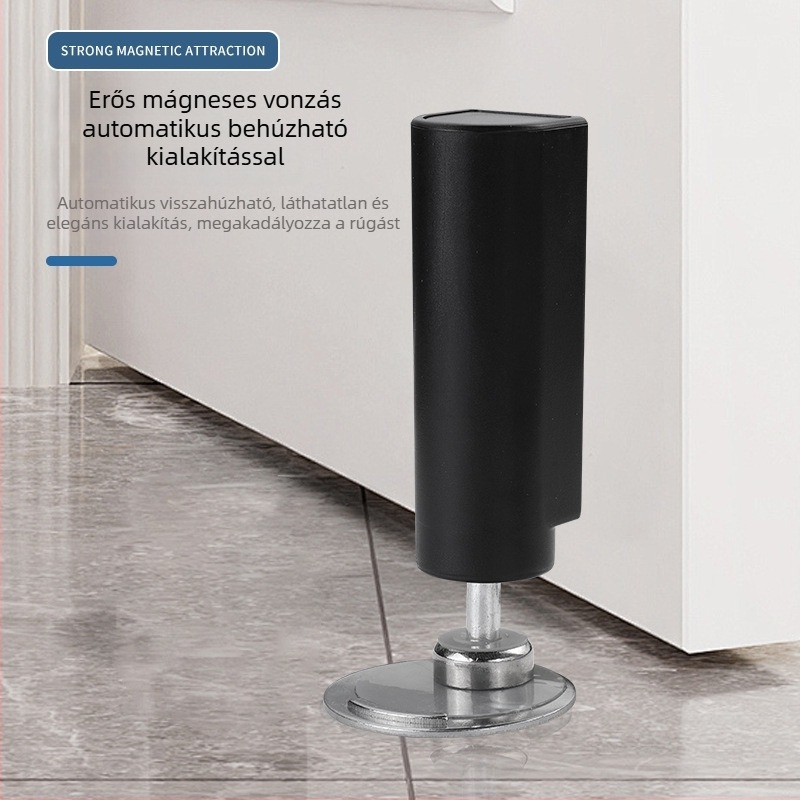 GP1 Ajtó mágneses padlós stopper — fúrásmentes, ultra vékony alap, padlóra szerelés, automatikus működés, műanyag, lézergravírozott felület