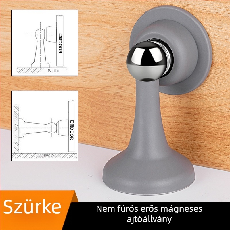 Ajtó mágneses stopper - ABS műanyag, falra szerelhető, modell 605, elektrogalvanizált felület