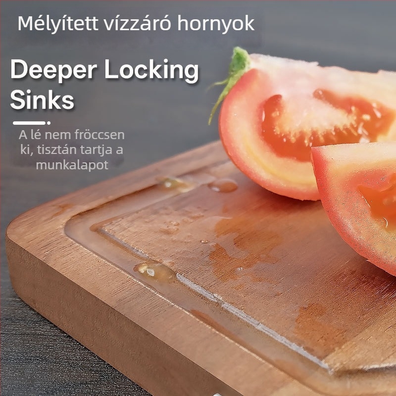 Ebonfa vágódeszka, masszív, antibakteriális és penészálló, kétoldalas, élelmiszerbiztos felülettel.
