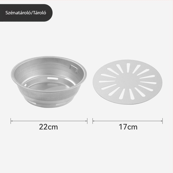 Kültéri faszenes grillkészlet hálóval, grillsütőlemezzel és grill eszközökkel