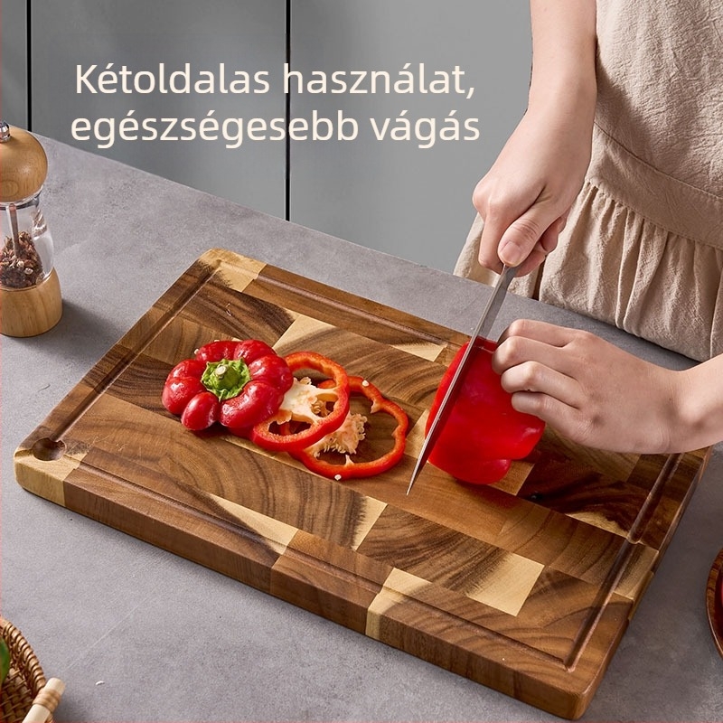 Keman akácfa vágódeszka, vastagított kivitel, 2025-ös modell, élelmiszer-minőségű háztartási kétoldalas gyümölcs- és zöldségvágáshoz