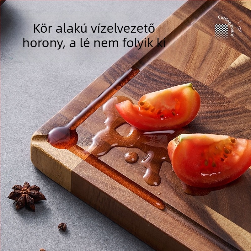 Keman akácfa vágódeszka, vastagított kivitel, 2025-ös modell, élelmiszer-minőségű háztartási kétoldalas gyümölcs- és zöldségvágáshoz