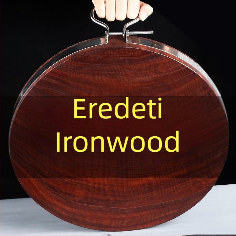 Vágódeszka vasfából, tömörfa anyagból, kör alakú, vastag panel, háztartási használat, modern minimalist stílus