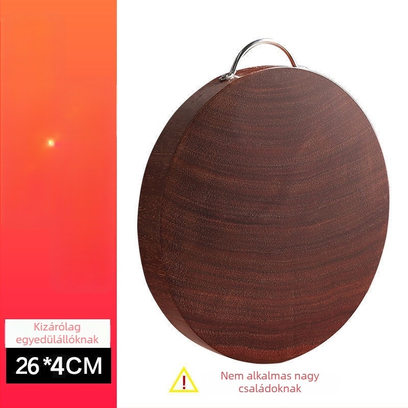 Vágódeszka vasfából, tömörfa anyagból, kör alakú, vastag panel, háztartási használat, modern minimalist stílus