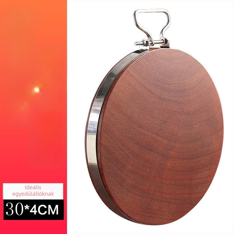 Vágódeszka vasfából, tömörfa anyagból, kör alakú, vastag panel, háztartási használat, modern minimalist stílus