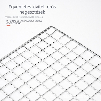 Vasból készült grillszűrő háló, négyzet alakú, elektroplatált bevonattal és ponthegesztéssel, könnyen tisztítható.
