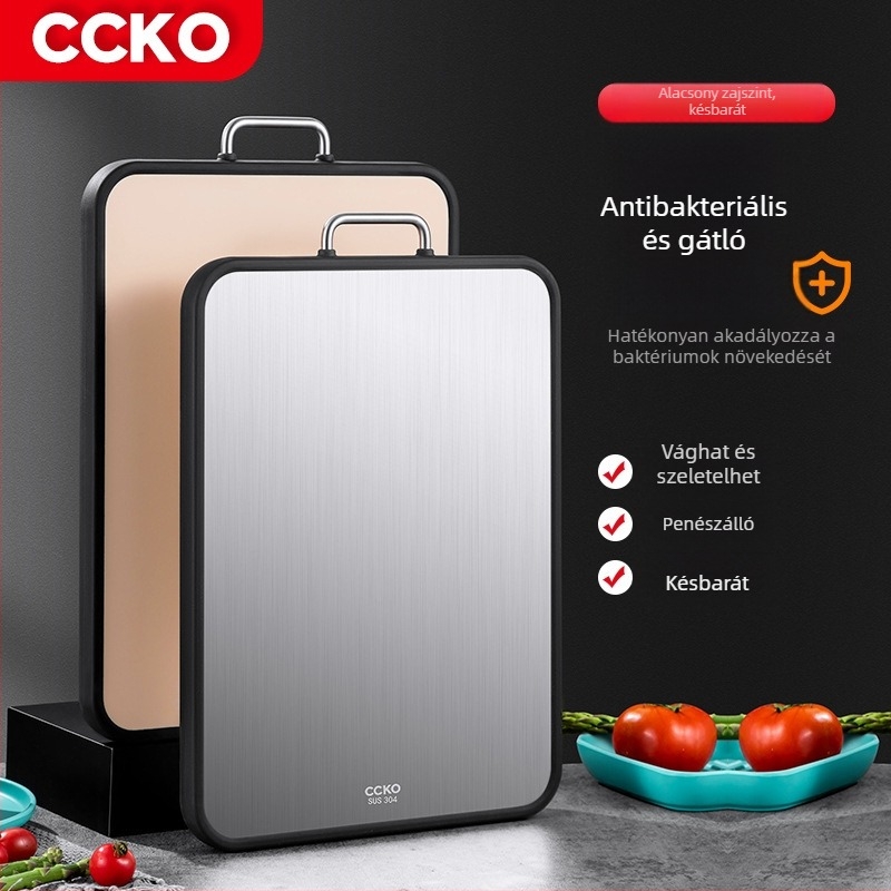 CCKO304 rozsdamentes acél vágódeszka zöldségekhez és tésztához, antibakteriális, kétoldalas konyhai vágódeszka