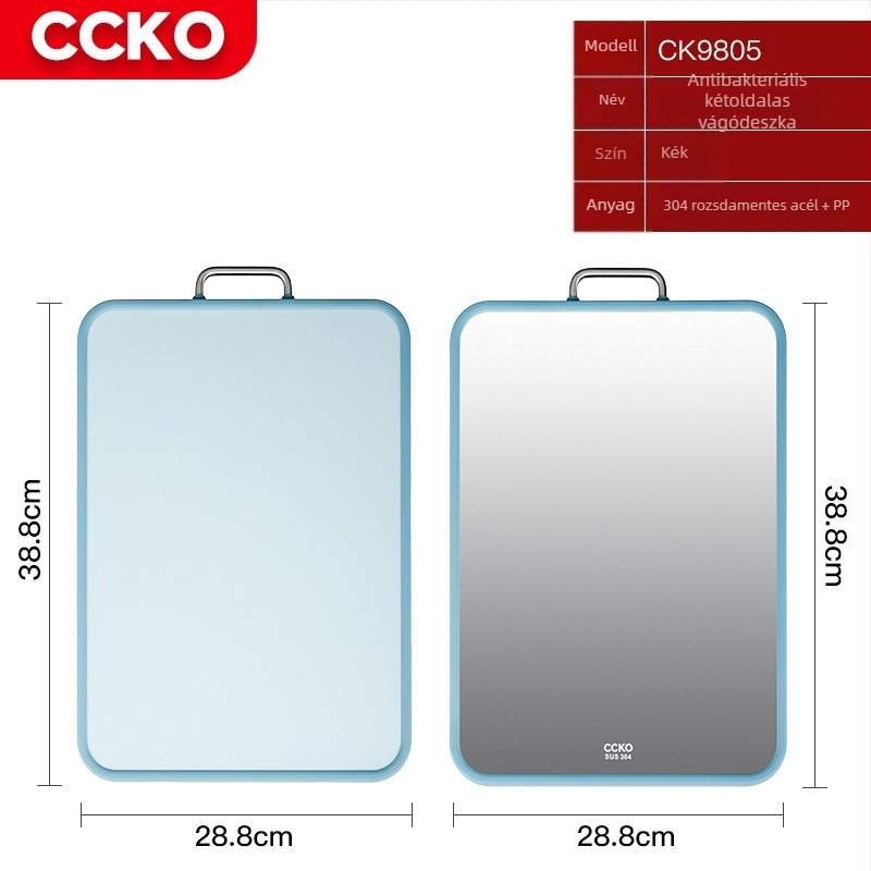 CCKO304 rozsdamentes acél vágódeszka zöldségekhez és tésztához, antibakteriális, kétoldalas konyhai vágódeszka