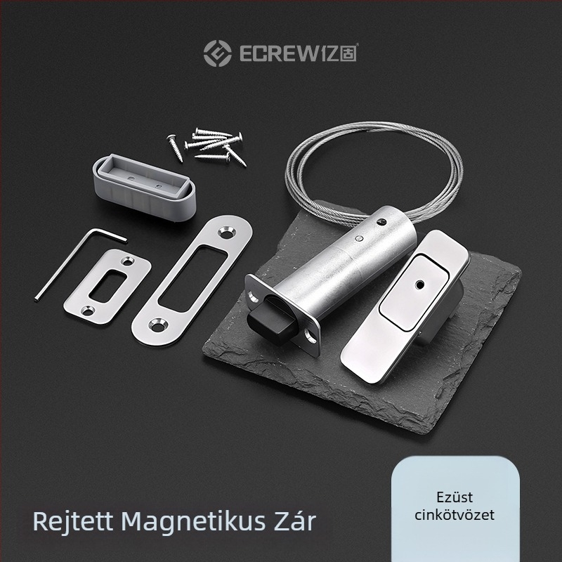Rejtett mágneses ajtózár fabútorokhoz — F-típus, cink ötvözet, elektroplattolt felület, modern minimalist stílus