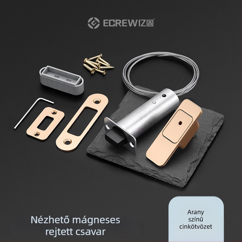 Rejtett mágneses ajtózár fabútorokhoz — F-típus, cink ötvözet, elektroplattolt felület, modern minimalist stílus
