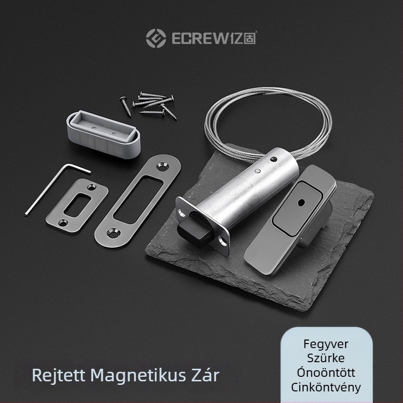 Rejtett mágneses ajtózár fabútorokhoz — F-típus, cink ötvözet, elektroplattolt felület, modern minimalist stílus