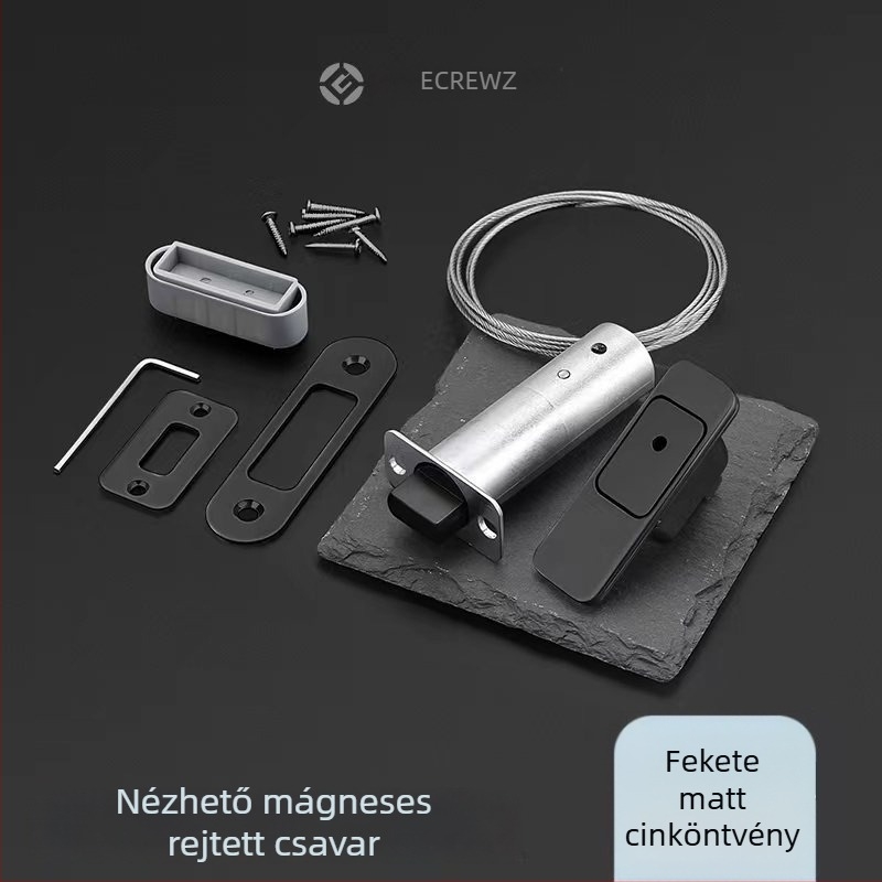 Rejtett mágneses ajtózár fabútorokhoz — F-típus, cink ötvözet, elektroplattolt felület, modern minimalist stílus