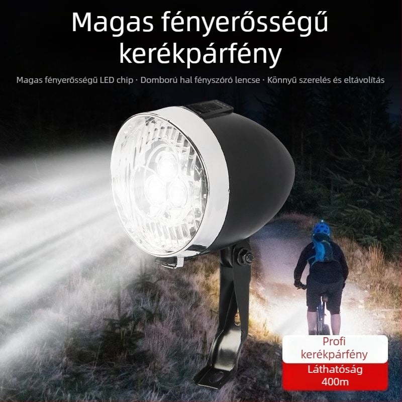 CYCLE ZONE Első kerékpár lámpa USB töltésű, 3 LED, mountain bike-hoz