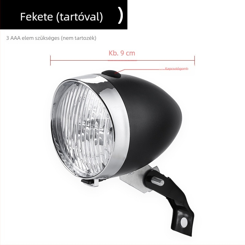 CYCLE ZONE Első kerékpár lámpa USB töltésű, 3 LED, mountain bike-hoz
