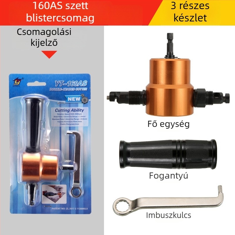 YT-160A Kétfejű Fémlemez Vágó, Konstrukció Alumínium Ötvözet és Szénacél