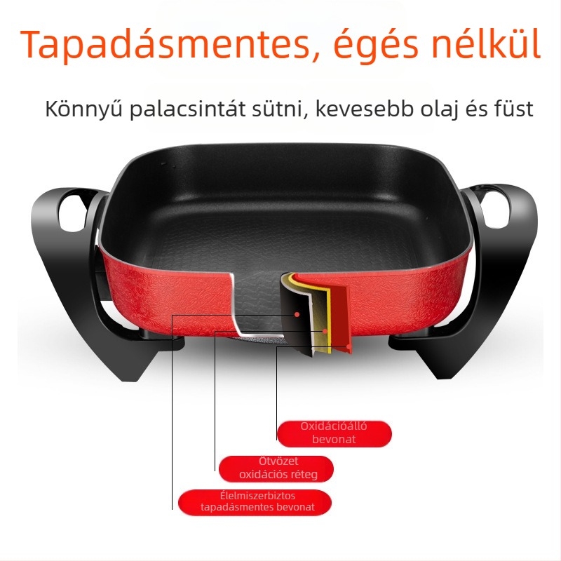 Elektrikus többfunkciós nem tapadó bevonatú forróedény, 1500W+, 5-6L kapacitás, alumínium ötvözet test, forgó gombos vezérlés, 220V