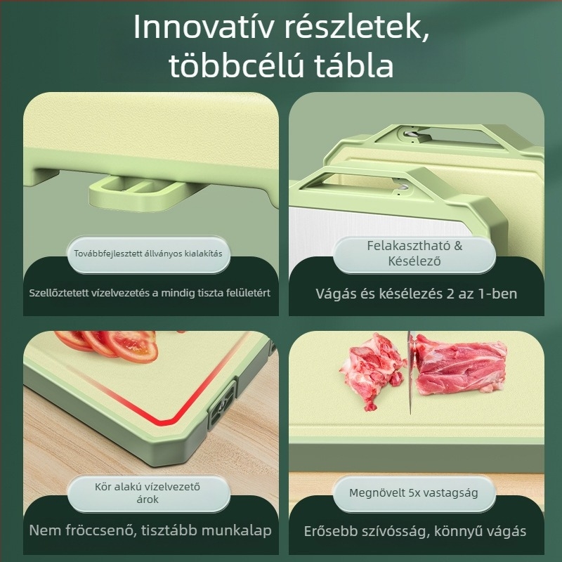 Rozsdamentes acélból készült vágódeszka, vastagított kivitel, háztartási használatra, modern minimalist dizájn